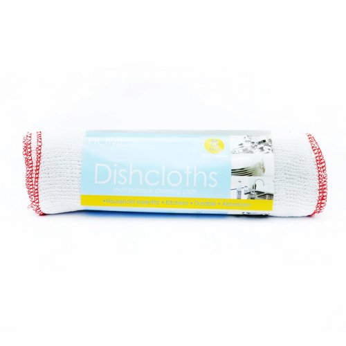 Janit-X 100% Cotton Basic Dishcloths 8-Pack Trimmed in Red