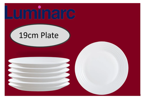 Luminarc Harena White Plate Sizes 19cm Dinner Ware Collection - PACK (24)