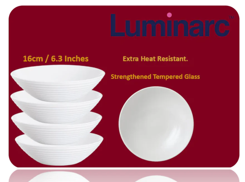 Luminarc Harena Multi-Purpose White Strengthened Glass Bowl 16cm - PACK (24)