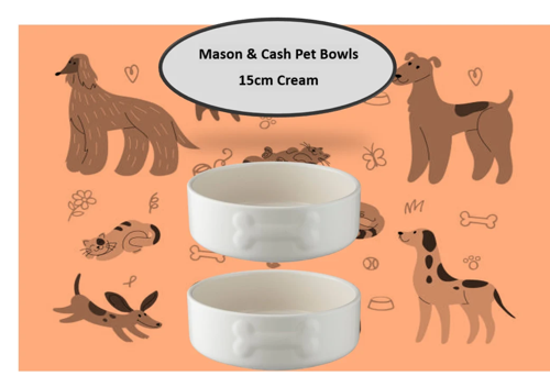 Mason Cash Quality Heavy Duty Stoneware Pet Bowls in Cream {15cm}