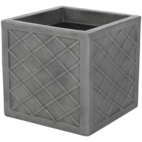 Strata Lazio Square Plastic Planter Plant Pot Grey 38cm (GN698)