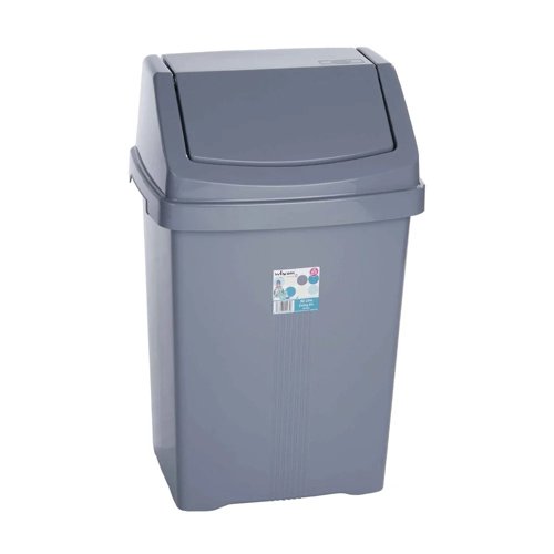 Wham Casa Silver Swing Bin 50 Litre Grey
