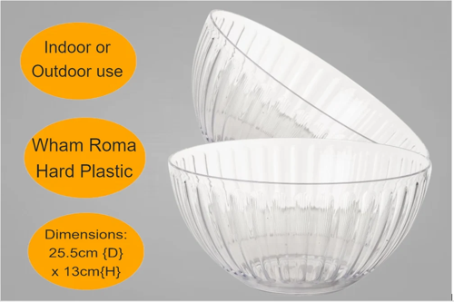 Wham Roma Clear Large Bowl 4L- Ideal for Salads, Rice, Pasta or Trifles.