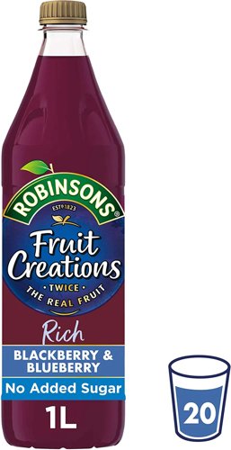 Robinsons Fruit Creations Blackberry & Blueberry Squash No Added Sugar ,1 Litre - PACK (12)