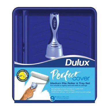 Dulux Perfect Roller And Tray Set 9 Inch Roller and Tray Multi Pack Medium Pile Soft Gri