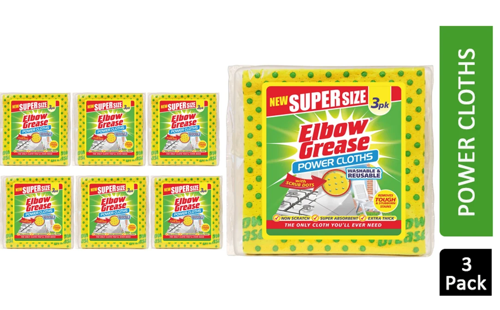Elbow Grease Power Cloths 3 Pack Super Absorbent Extra Thick With Scrub Dots