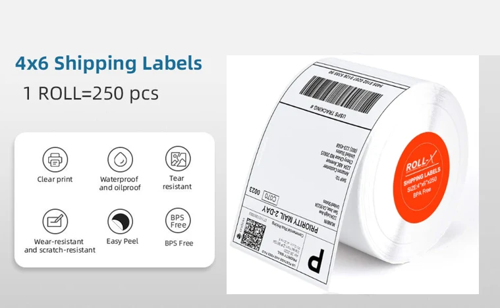 Roll-X Thermal Shipping Labels for Zebra Printer 6x4inch 500 Per Roll