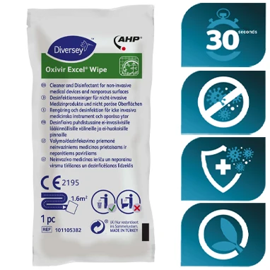Diversey Oxivir Excel Wipe Individually Wrapped 1000's