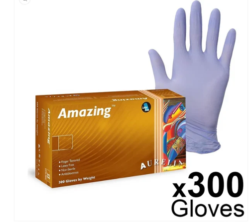 Aurelia AMAZING Blue Powder Free LARGE Nitrile Gloves 300's