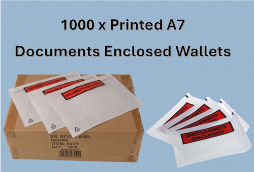 Documents Enclosed, Size A7 Wallets, Printed, Pack 1000's