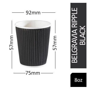 Belgravia 25cl/8oz Triple Walled Black Ripple Cups 25's