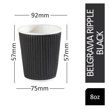Belgravia 25cl/8oz Triple Walled Black Ripple Cups 25's