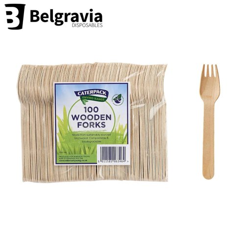 Belgravia Disposables Eco Friendly Wooden Cutlery Forks 100's