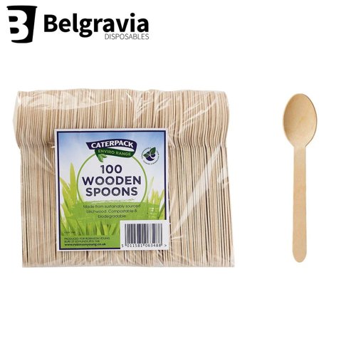 Belgravia Disposables Eco Friendly Wooden Cutlery Spoons 100's