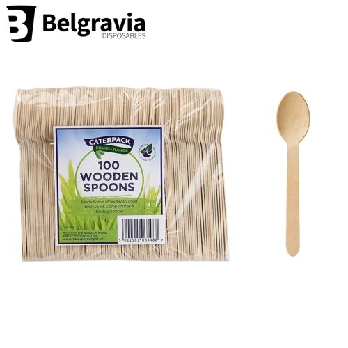 Belgravia Disposables Eco Friendly Wooden Cutlery Spoons 100's