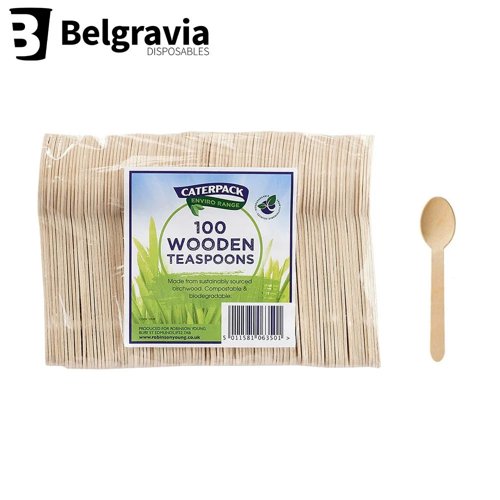 Belgravia Disposables Eco Friendly Wooden Cutlery Teaspoons 100's