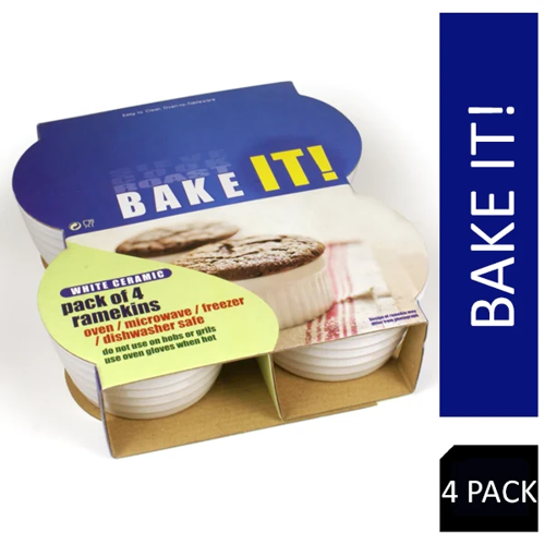 White Ceramic Ramekin Set 10cm/ 4''- Bake-It. {4 Pack}