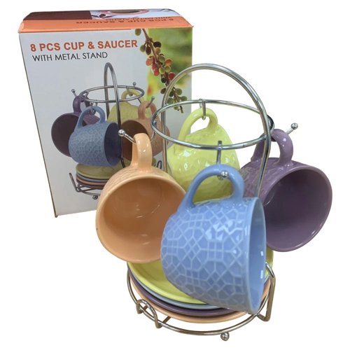 Fixtures Colours Espresso Cup & Saucer 9 Piece Set