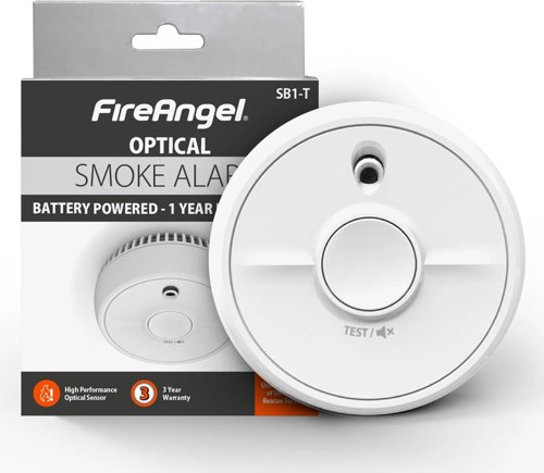 Fire Angel SB1-R Optical Smoke Detector including 9V Battery