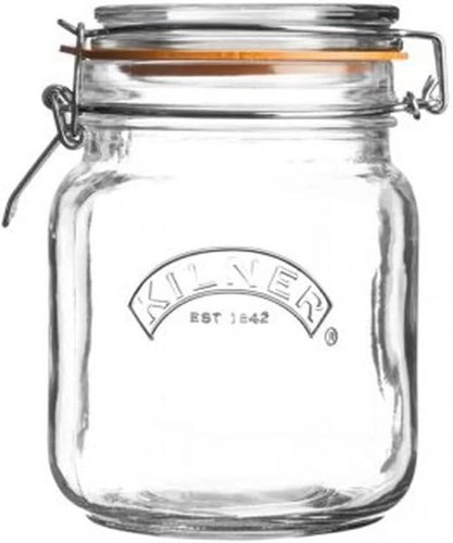 Kilner Storage Jar 1 Litre Square Glass Clip Top Preservation Storage Jar (0025.511)