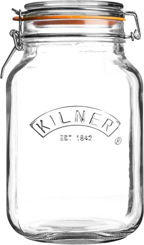 Kilner 2 Litre Square Glass Clip Top Preservation Storage Jar (0025.513)
