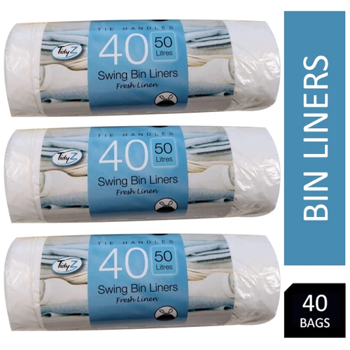 Tidyz 50 Litre Capacity Fragranced Jumbo Swing Bin Liners 40's