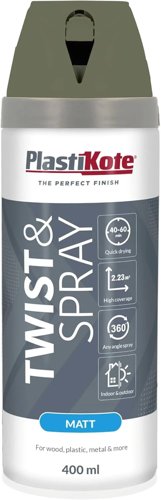 Plastikote Premium Matt Aerosol Spray Paint Olive Green 400Ml