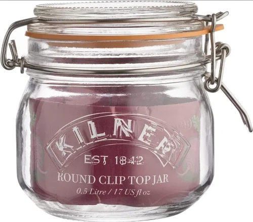 Kilner Branded 0.5 Litre ROUND Glass Clip Top Preservation Storage Jar (0025.490)