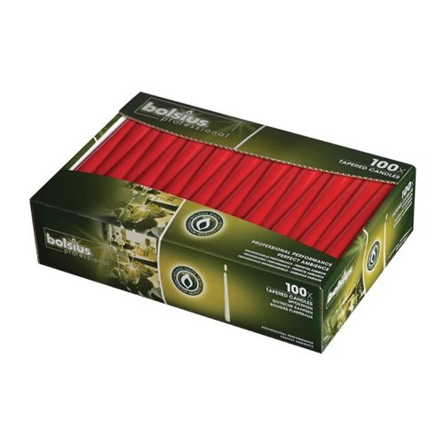 Bolsius Professional Tapered Candles 10” Red 100's