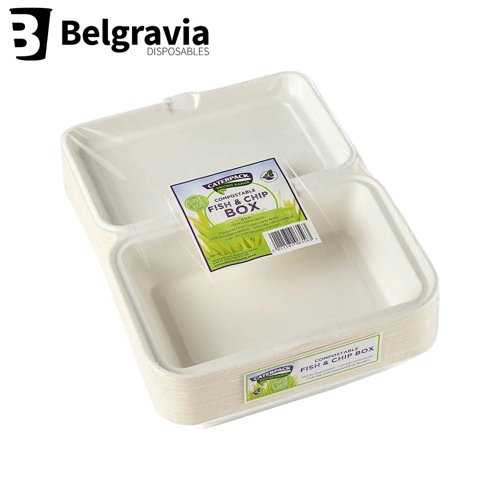 Belgravia Bio CaterPack 6x9inch Fish Chip Boxes Pack 50's - PACK (10)