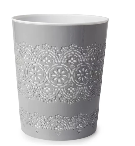 Blue Canyon Floral Waste Bin 9 Litre GREY For Office, Bathroom, Home 