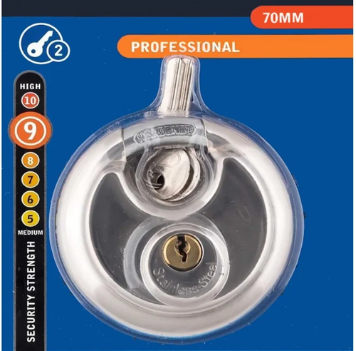 SECURIT Discus padlock Polished Stainless Steel – 70mm