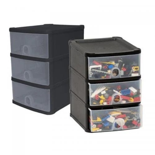 Fixtures Black Stackable 3 Drawer Tower