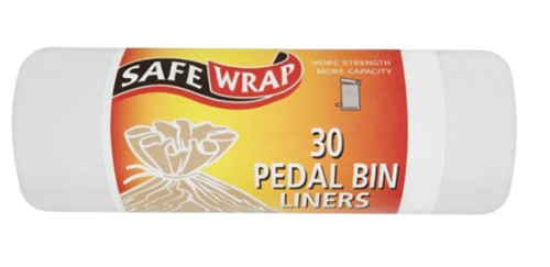 Safewrap White Peddle Bin Liners Size C 12 Litre Pack 30's - PACK (24)