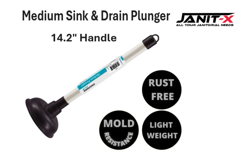 Sink & Drain Plunger Extended Handle {14.2” / 36cm} & 4.5” Cup