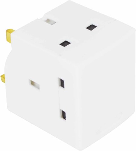 Status 3 Way Fused Plug Adapter White / Multi-Plug - PACK (8)