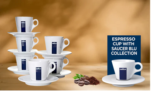 (COMBO) Lavazza Branded Espresso Cup and Saucer Set