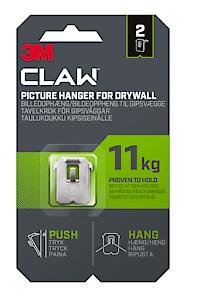 3M Claw Plasterboard Picture Hanging Wall Hooks 2 Pack Upto 11kg