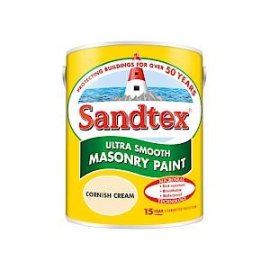 Sandtex Microseal Smooth Masonry Paint Cornish Cream 5 Litre