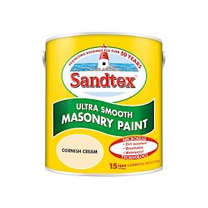 SANDTEX MICROSEAL SMOOTH MASONRY PAINT CORNISH CREAM 2.5 LITRE