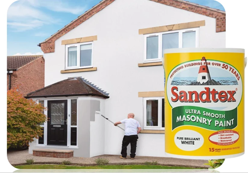 Sandtex Microseal Smooth Masonry Paint Pure Brilliant White 5 Litre
