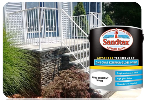 Sandtex One Coat Exterior Gloss Paint 2.5 Litre Brilliant White