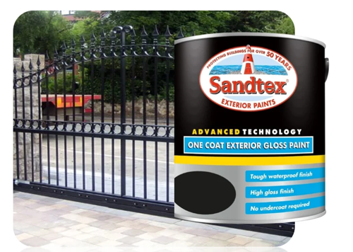 Sandtex Advanced One Coat Gloss Exterior Paint Black 2.5 Litre