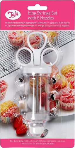 Tala Icing Syringe Set With 6 Nozzles, White, Icing Syringe With 6 Nozzles