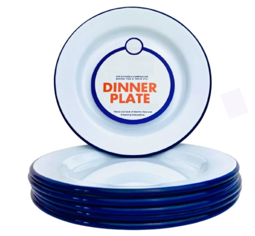 26Cm Falcon Enamel Round Camping Bbq Roasting Baking Pie Dinner Plate (Oven & Dishwasher Safe)