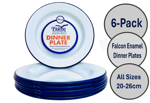 26Cm Falcon Enamel Round Camping Bbq Roasting Baking Pie Dinner Plate (Oven & Dishwasher Safe)