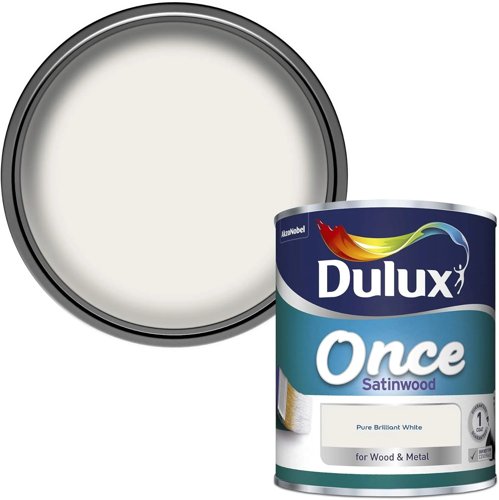 Dulux Once Satinwood Paint For Wood And Metal - Pure Brilliant White 2.5L