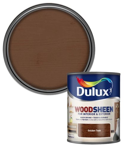 Dulux Woodsheen Stain & Varnish Golden Teak Interior or Exterior 750ml