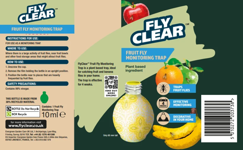Fly Clear by Miracle-Gro  Fruitfly Trap Plant Based Traps Flies for Upto 4 Weeks
