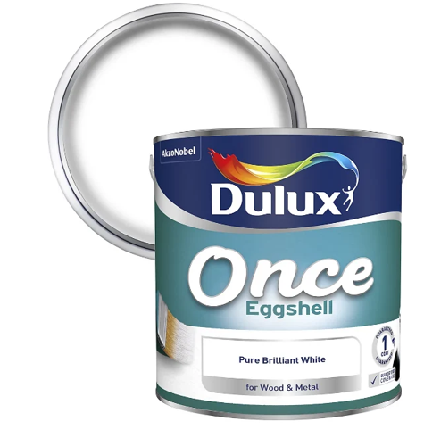 Dulux Once Eggshell Paint Pure Brilliant White 2.5Litre